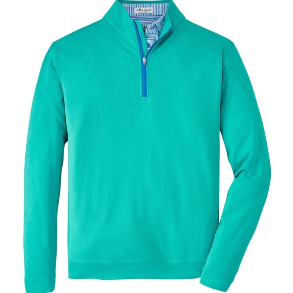 Peter Millar Crown Sport Perth Melange Performance Quarter-Zip in Lily Pad - Picture 8 of 8